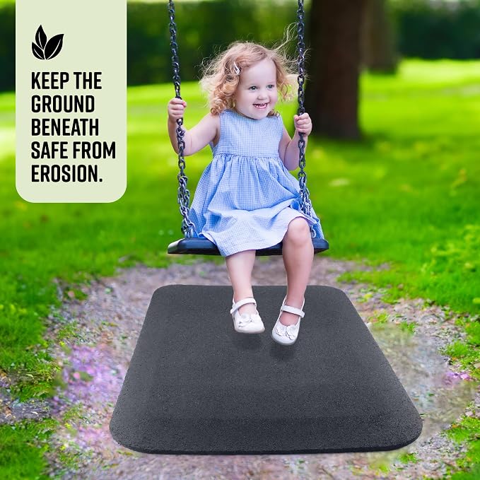 Playsafer Playground Safety Rubber Wearmat for Swingsets and Slides - 1" Thick X 24" W X 40" L (2 Pack, Gray)
