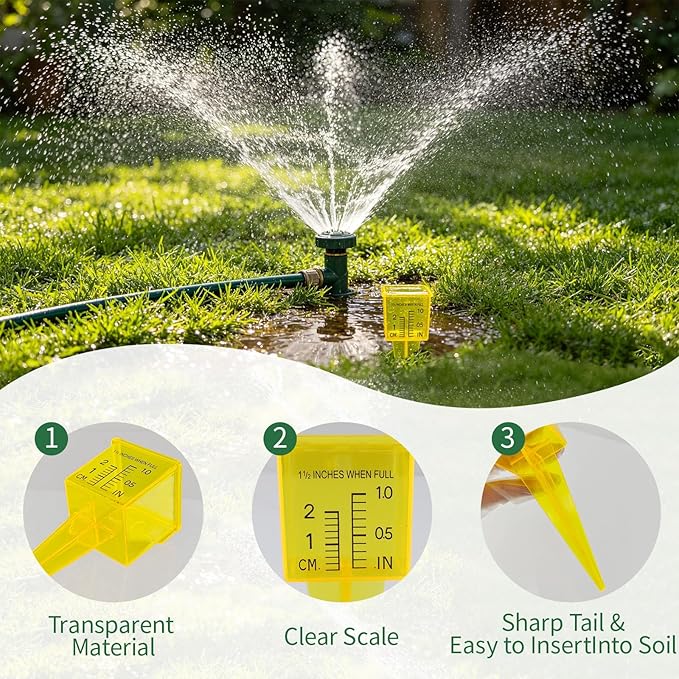 Semetall 4Pcs 1.5" Rain Gauges,Sprinkler Gauge for Outdoor Water Measuring
