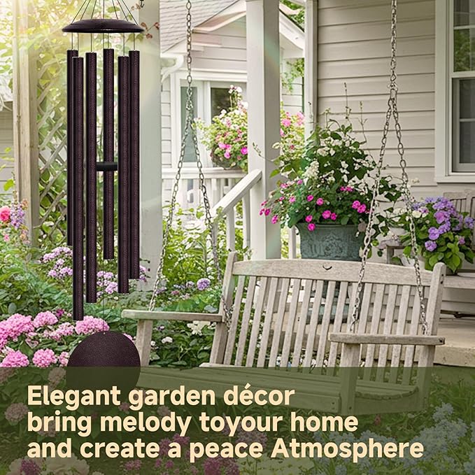 78" Extra Large Wind Chimes for Outside Deep Tone, 6 Thick and Bold Aluminum Tubes Tuned Relaxing Melody Wind Chime, Big Wind Chimes for Garden Patio Decor, Great Gift Idea for Mother's Day (Bronze)