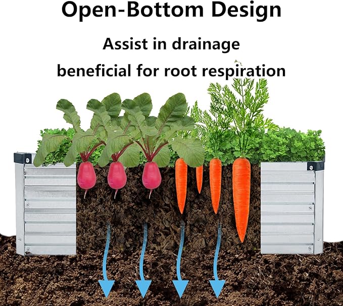 Meberam 2 Pack 6x1.5x1FT Galvanized Raised Garden Beds Kit Outdoor Metal Gardening Planter Box for Vegetable Elevated Flower Herbs,Silver