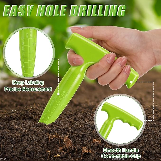 Lothee 19 Pcs Mini Seed Spreader Set Sowing Seed Dispenser with 5 Speeds Small Sowing Helper Tool for Seeds Hand Held Seedlings Dibber and Widger Set for Farm Lawn Garden Yard