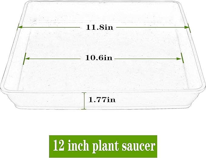 Square Plant Saucer 12 Inch 2 Pack, Durable Plastic Plant Trays Plant Pot Saucers, Square Planters for Indoors and Outdoors Plants, Garden Large Plant Saucers for Pots Black.