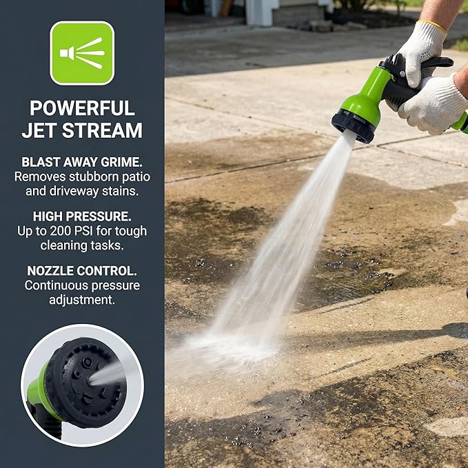 Garden Hose Nozzle Sprayer-This High Heavy-Duty Spray Nozzle Offer 9 Watering Patterns for Watering Plants,Lawns &Gardens,Washing Cars,Household Cleaning and Showering Pets (Green-dark)