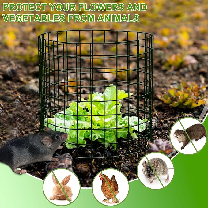 30Pcs Plant Protector from Animals: 10 Pack Metal Mesh Plant Cages to Keep Animals Out - Garden Protection Bunny Barricades from Chicken Squirrels Rabbits for Flowers Vegetables