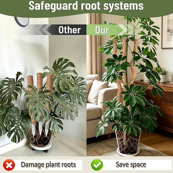 3-in-1 Moss Pole, Bendable Monstera Plant Support, 30Inch Moss Poles for Climbing Plants, Plant Stakes for Indoor Plants, Plant Support for Monstera, Pothos - 2 Pack