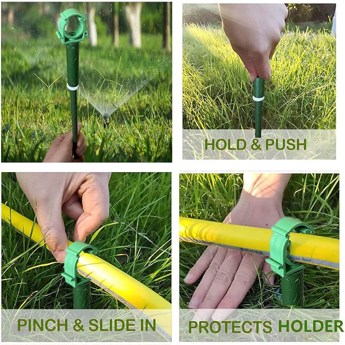 5/8”Garden Hose Holder Brackets to Keep Hose off Lawn Decorative Outdoor Post Garden Hose Support Water Sprinkler Hose Stand Butler Gardening Supplies Hose Guide for Garden Lawn Yard 6pc (SET A)