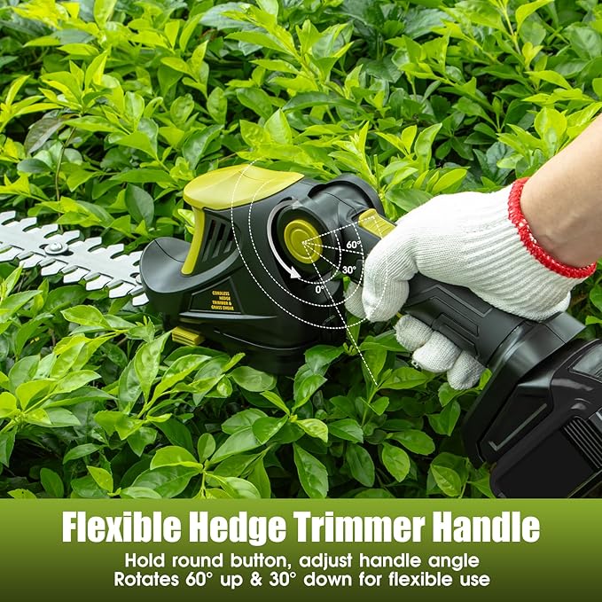 Hedge Trimmer Cordless for DEWALT 20V MAX Battery, 1200RPM Grass Trimmer Electric Hedge Trimmer, 2 in 1 Design, Perfect for Yard, Garden, and Lawn Care(Battery Not Included) (Green)