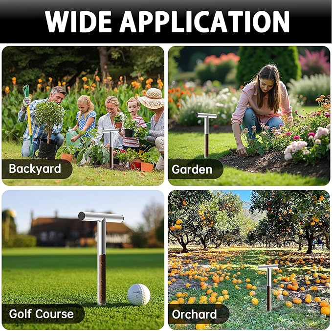 2 Pack 12 Inch Stainless Steel Soil Sampler Probe, Soil Probe for Soil Sampling, T-Style Handle Soil Test Probe, Soil Test Kit for Plant Care, Farm, Lawn Garden
