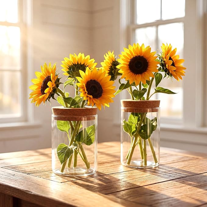 6Pcs Glass Plant Propagation Stations, Desktop Flower Vases, 3 Size Hydroponic Glass Container Vase (2 Large & 2 Medium & 2 Small) for Plant Cuttings, Desks, Houses, Living Room, Bedroom, Office Decor