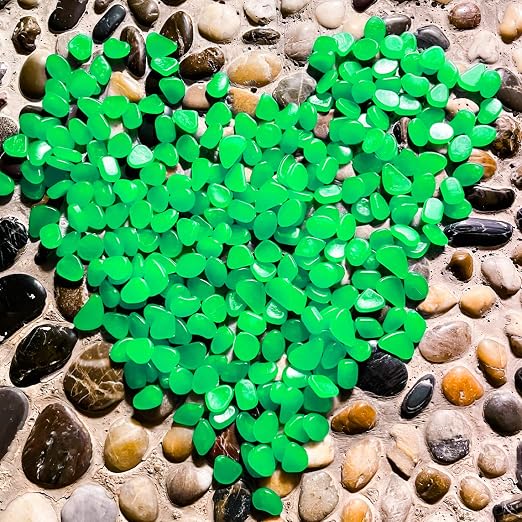 NAMTSO Glow in The Dark Rocks Outdoor, 200 pcs Green Solar Rocks for Landscaping, Outdoor Decor Glow in The Dark Stones, Glowing Pebbles for Garden Backyard Patio Lawn Pond Fish Tank Aquarium Decor
