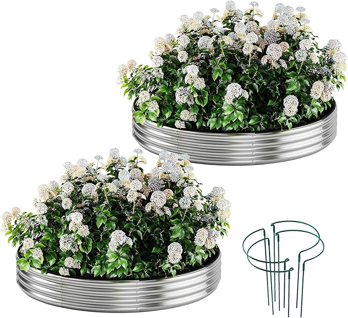ZFHgarden Galvanized Metal Planter Raised Garden Bed Kit for Gardening Outdoor Garden Box Raised Flower Bed 2PC Metal 2X2X1FT