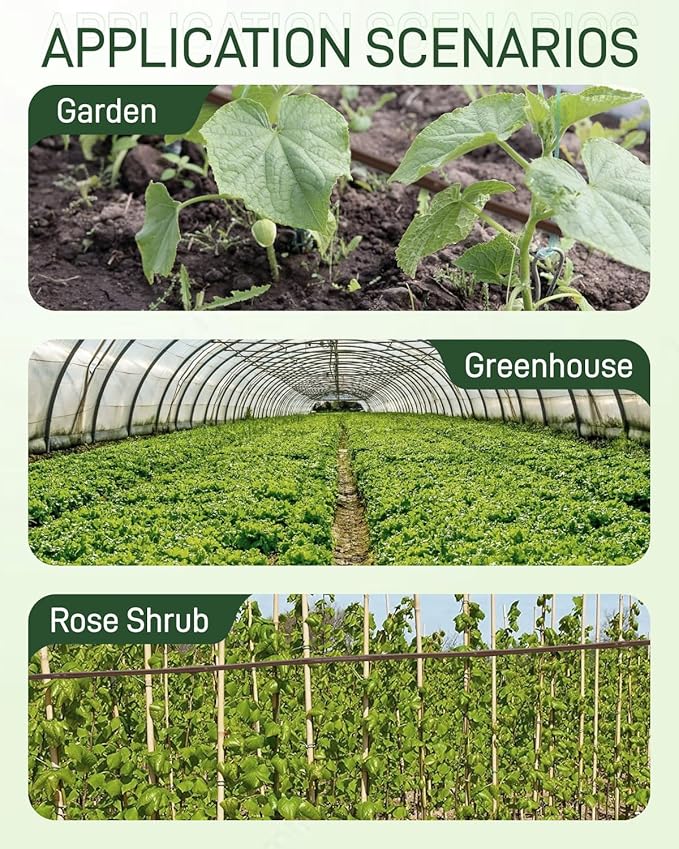 1/4" Drip Irrigation Tubing with 6" Emitter Spacing, (100 Ft Roll) Hydroponics Dripline, 1/4" Drip Irrigation Fittings Included, Drip Line for Irrigation, Window Boxes and Greenhouses (Black)