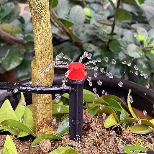 Drip Emitters for 1/4" Tubing: 360° Adjustable Irrigation Dripper, 50pcs | Includes 1/4" Barbed Coupling Fitting - 1/4" Drip Emitter for Drip Irrigation System Kits, Greenhouses – for Home Gardeners