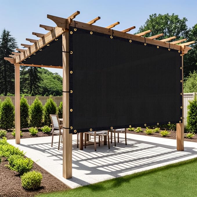 Shade&Beyond Customized Size 9' X 16' Shade Cloth with Grommets, 90% UV Protection UV Protection Mesh Tarp Sun Screens for Patio GN01, Black