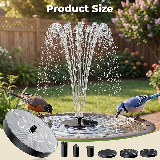 AISITIN Solar Fountain Pump with 6 Nozzles, 2026 Solar Bird Bath Fountains, Upgraded Floating Solar Water Fountain for Garden, Pond, Pool & Outdoor