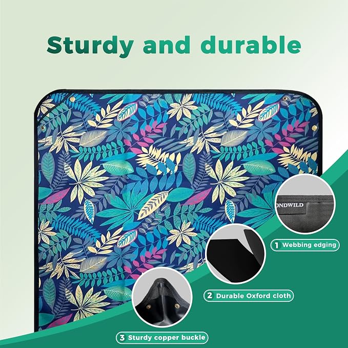 Plant Transplanting Mat - Thickened Waterproof Potting Mat, Succulent Gardening Mat, Portable Repotting Mat for Mess Control, Indoor Outdoor Use, PVC Black Leaf Print, 39.5"x59"
