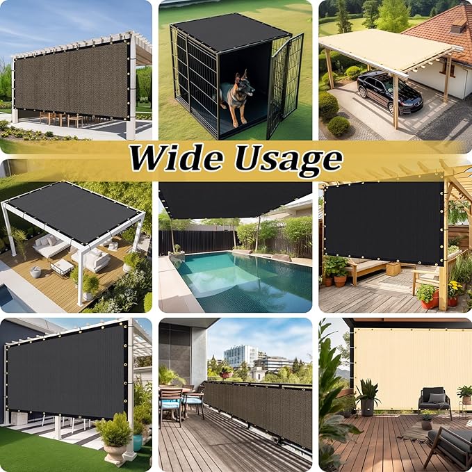 Shade&Beyond Customized Size 9' X 16' Shade Cloth with Grommets, 90% UV Protection UV Protection Mesh Tarp Sun Screens for Patio GN01, Black