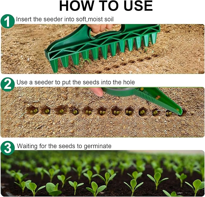 Seed Spreader 4PCS Sowing Seeds Dispenser Set Mini Seed Dispenser for Small Seeds Handheld Seed Planter Tool Seed Dibber Multifunctional Seed Spacer Gardening Tools
