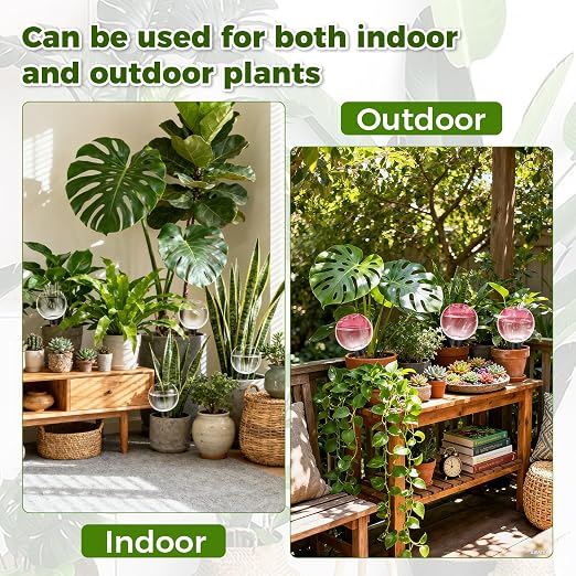 4 Pcs Self Watering Globes Plastic Automatic Watering Planter for Indoor Plants 17.5 oz drip Irrigation Watering Bulbs with Slow Release Control (Green)