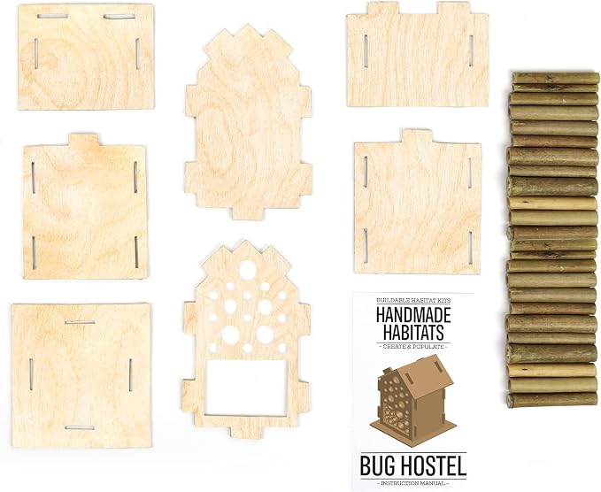 Gift Republic Handmade Habitats Personalised Bug Hostel Kit with 6-Pack Colouring Wooden Pencils, Multicolour