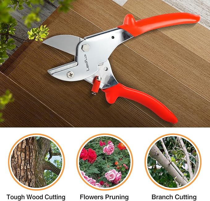 LeafLux 7" Professional Anvil pruner with SK-5 Blades, Best for Dry, Dead Stems & Branches, Plastic, Rubber.Gardening Clipper ，Cut-Multi-Purpose handheld shears for Industry & Crafts|LFXP1107