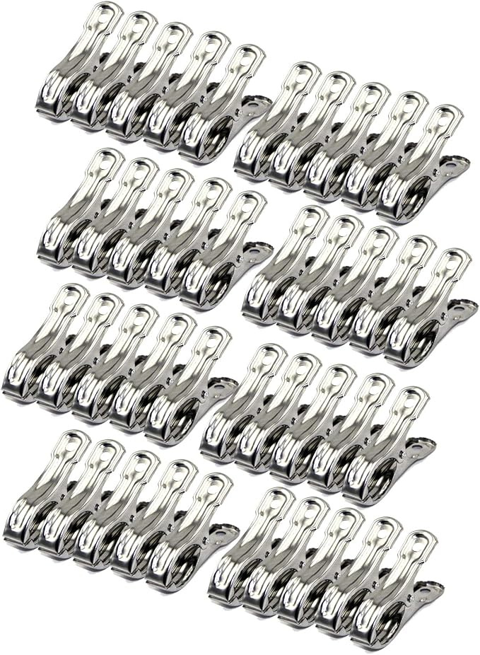 40 PCS Garden Clips, 2.1" Clothes pins,Heavy Duty Stainless Steel Greenhouse Clamps, Greenhouse Clips for Netting, Fix Plant Cover Shade Cloth Netting Tarp, Tight Grip Garment Clips