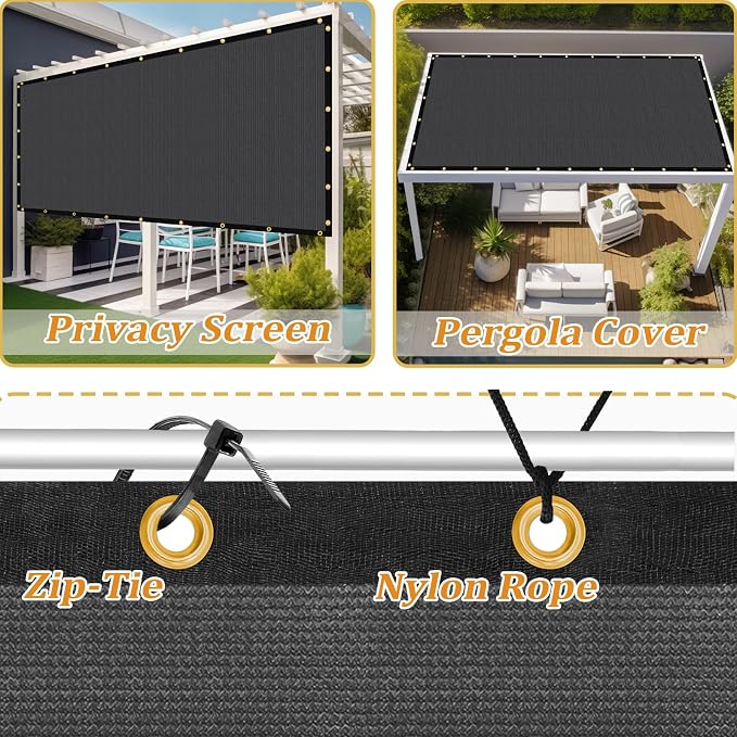 Shade&Beyond Customized Size 13' X 19' Shade Cloth with Grommets, 90% UV Protection UV Protection Mesh Tarp Sun Screens for Patio GN01, Dark Gray