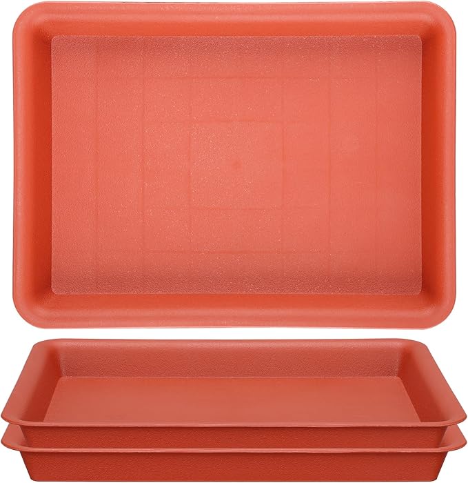 GREANER 11 Inch Red Plant Saucer, 3 Packs Plastic Plant Trays for Pots, Plant Water Catcher Tray for Indoors Outdoor, Flower Planter