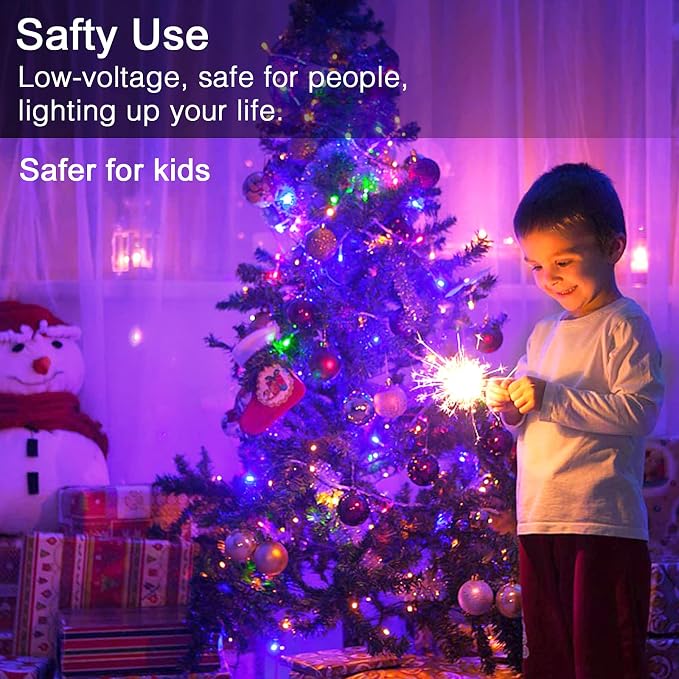 JMEXSUSS 300 LED Multicolor Christmas Tree Lights Clear Wire Plug in | Indoor Outdoor Use 8 Modes Timer for Christmas Tree Room Party Decoration