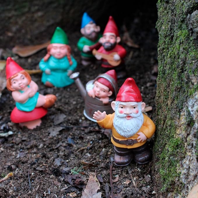 Safari Ltd. Gnome Family TOOB, 6 Mini Figurines, Garden Gnomes and Fairy Garden Accessories, Whimsical Fantasy Figures, Kids Toy Set and Collector Gift, Ages 3+