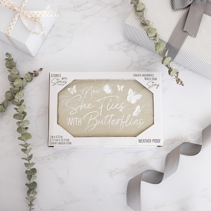Pavilion Gift Company – Butterflies – 7” Indoor Outdoor Weatherproof Decorative Garden Stepping Stone Plaque Bereavement In Memory Memorial Loss Of Loved One