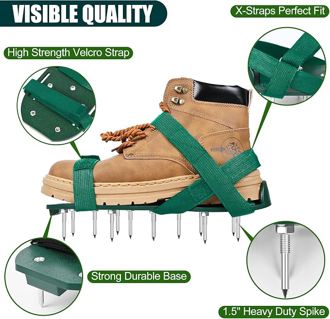 Miuwauer Lawn Aerator Shoes (Classic Version (Durable PP Sole), Green-Green)