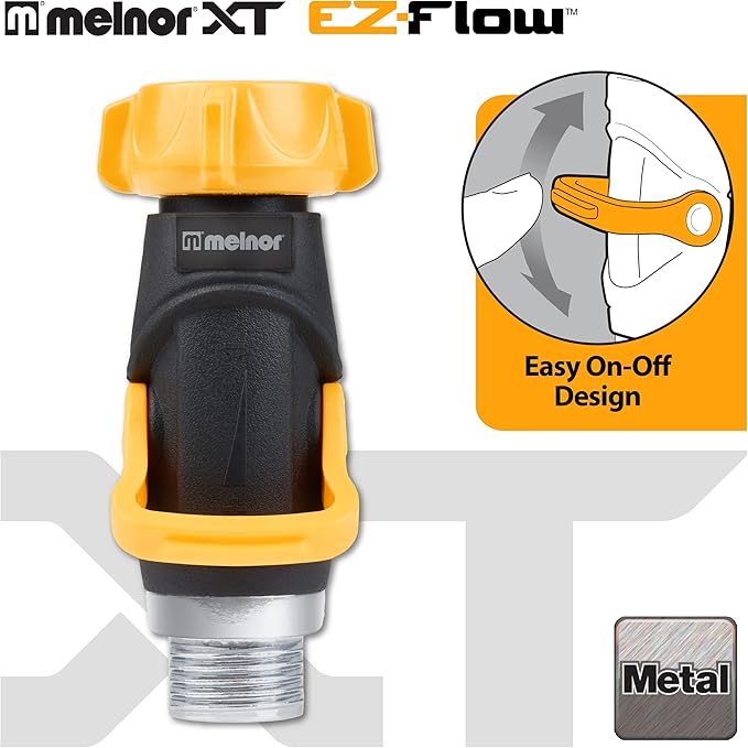 Melnor 65171AMZ Lever Flow Through Valve Connector Bundle, Yellow, Black, Grey, 1 Count (Pack of 2)