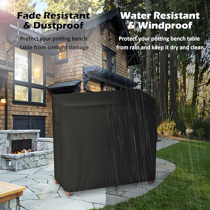 Outdoor Storage Shed Cover for Costway Outdoor Wicker Storage Cabinet,Heavy Duty Horizontal Cabinet Cover for Patio,49"L x 18"W x 40"H