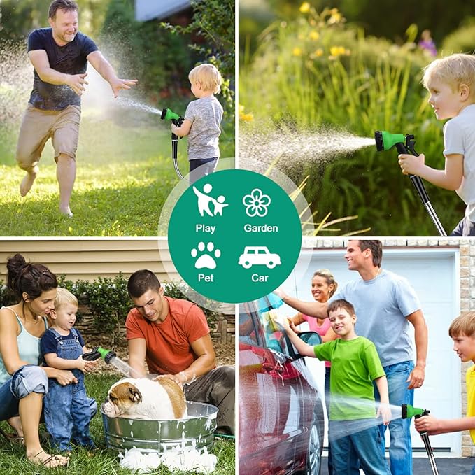 Metal Hose 50 FT, Garden Hose with 10 Function Sprayer Nozzle & Adjustable Nozzle, Garden Hose Rust Proof Kink Free & Tangle Free Flexible for Lawn, Car, RV, and Outdoor Watering
