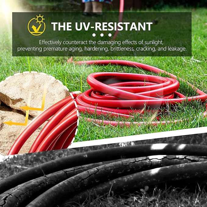 5/8" Garden Hose 75ft, -40℉ To 190℉ Hot/Cold, Heavy Duty,Flexible, 300psi Working, 1000psi Burst, 3/4" Brass Fittings with Hose Protector Coil Spring for Outdoor,Yard, Farm