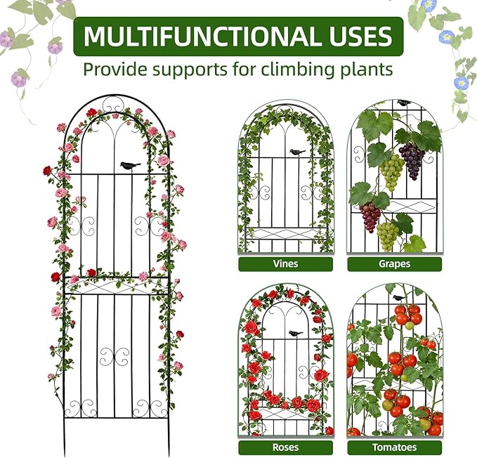Amoskey 4 Pack 71x20in Durable Garden Trellis for Climbing Plants - Outdoor Trellis Supports for Lush Greenery - Ideal for Vines, Flowers, and Vegetables, Easy Installation & Space-Saving Design (4)