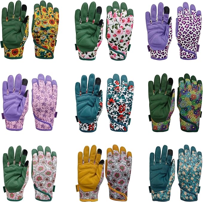 Gardening Gloves,Women Yard Work Garden Glove,Gifts | Thorn Proof,Puncture Resistant,Touchscreen,Gift,Leather,Spandex