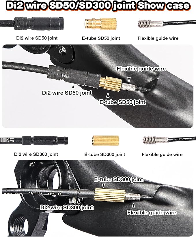 Internal Cable Routing Kit for Bike Frame, Magnetic Flexible Cable Guide Tool for Brake, Shift, and Di2 Lines (Orange)