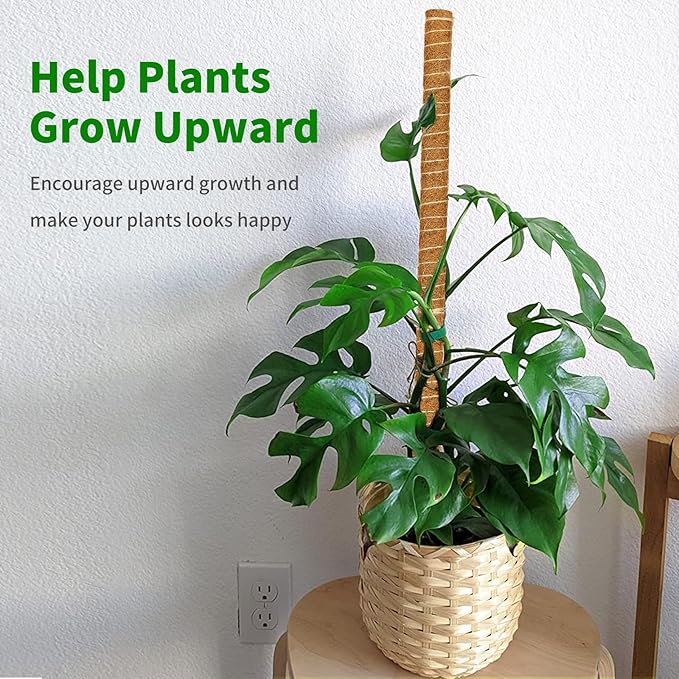 ALENEY Moss Pole, 8 Pack 17 inch Monstera Plant Support Stackable Moss Poles for Plants, Coir Totem Pole Tall Moss Pole for Climbing Plants, Sphagnum, Indoor Potted Plants