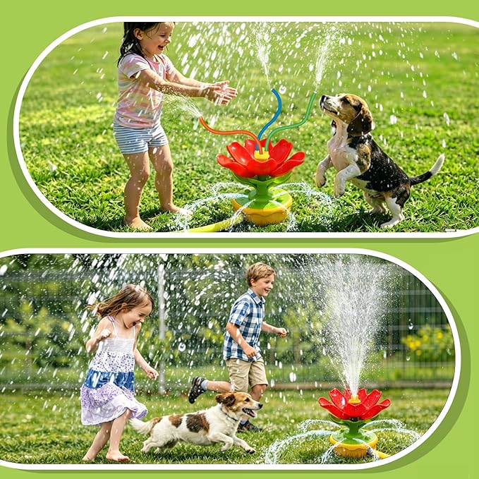 Sprinkler for Kids Outdoor Water Toys: 3 in 1 Flower Toddler Sprinkler Toy, Summer Outside Yard Water Game Toys Attaches to Garden Hose Splashing Fun Toys for 3 4 5 6 7 8 Year Old Boys Girls Gifts