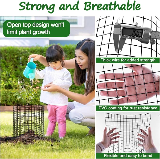 30 Pcs Plant Protectors from Animals, 16x12 Inch Large Metal Plant Cages Chicken Wire Cloche with Zip Ties and Stakes to Keep Animals Out, Garden Vegetables Shrubs Protection Bunny Barricades