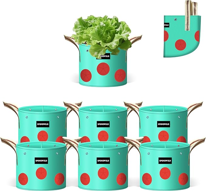7 Pack 2 Gallon Grow Bags Heavy Duty 180G Thickened PE Plant Pots with 8 Breathable Holes