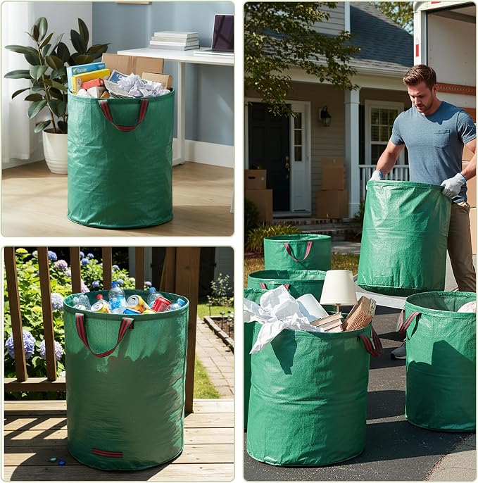 Dntorx 132 Gallons Reusable Yard Waste Bags, 2 Packs Lawn and Leaf Bags With Reinforced Handles, Collapsible Garden bag For Leaves,Grass,Storm Debris,Construction Waste, Standable&Foldable