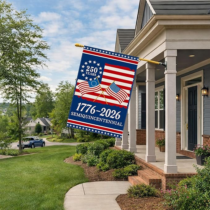 250th Anniversary America Garden Flag, 250 Years Banner USA 4th of July Patriotic 1776-2026 Yard Sign Double-Sided Waterproof Flag 28x40 Inch