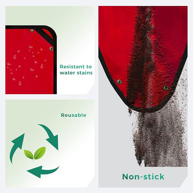 Plant Transplanting Mat - Thickened Waterproof Potting Mat, Succulent Gardening Mat, Portable Repotting Mat for Mess Control, Indoor Outdoor Use (PVC-Red Snowflake 39.5 x 59)