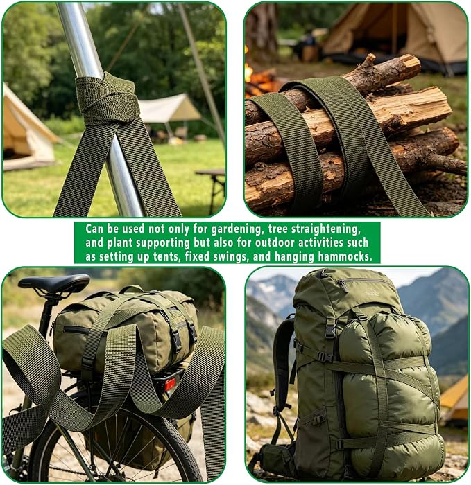 1 Roll 65.6 Feet Tree Tie for Plant Support Garden Strap 1 Inch Width Staking and Guying Material 1,800 Lbs Strength (Army Green)