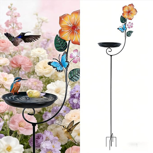hogardeck Small Metal Bird Bath for Outside, 8” Dia Bowl Bird Baths Feeder Bowl for Outdoors, Standing Birdbaths & Birdfeeder for Garden Patio Yard Lawn Decor