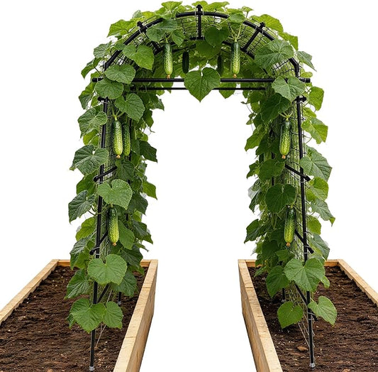 Garden Arch Trellis for Climbing Plants, Adjustable Tunnel Trellis 7.4FT Tall & 2.8 FT Depth, Metal Plant Support Garden Trellis Arch for Outdoor Climbing Vine,Vegetable, Fruit, Flower