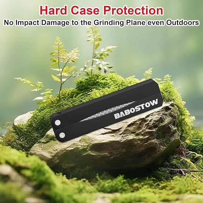 Diamond Knife Sharpener Tool, 400/1000 Grits Double Sided Diamond Sharpening Stone Tool, Manual Knife Sharpener Tool, Portable Folding Sharpening Stone for Kitchen and Outdoors - Black